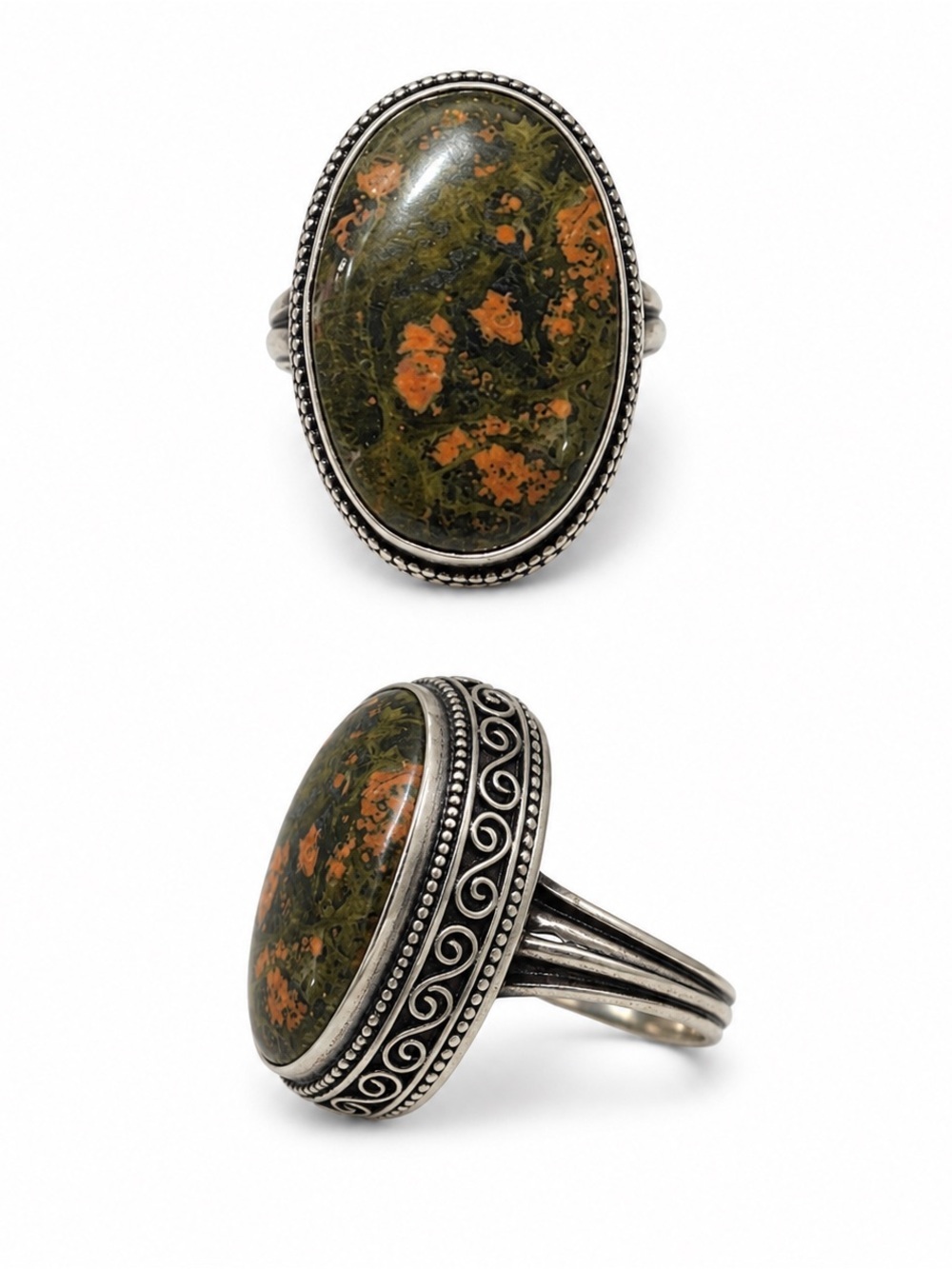 Silver Oval Stone Ring